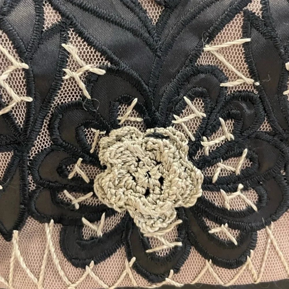 NWT Sue Wong Black and Taupe Embroidered Dress - Picture 3 of 8